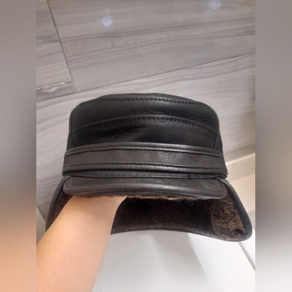 Mumcular - Mens Leather hat (XL) - Black - Vintage - Picture 6 of 11